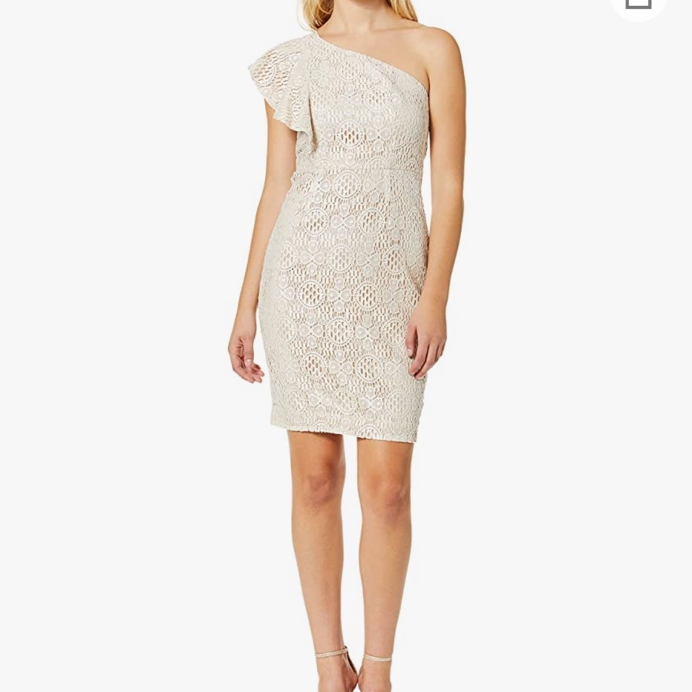 Trina Turk Launch Metallic Lace One Shoulder Sheath Dress Size 2 NWT